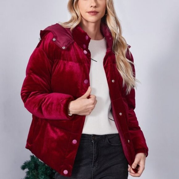 Hooded Velvet Puffer - Picture 2 of 6